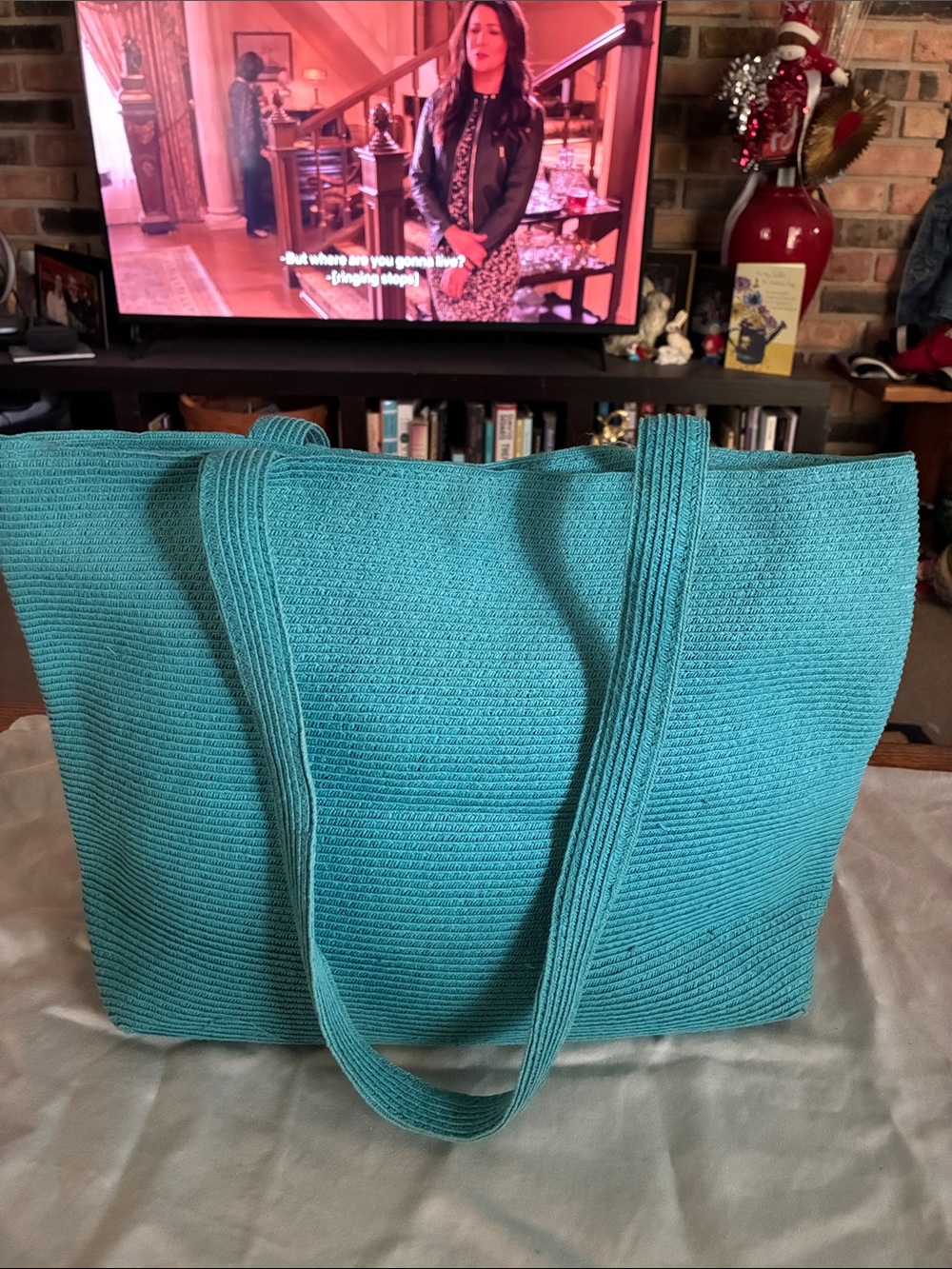 Bijoux Terner Turquoise Woven Tote